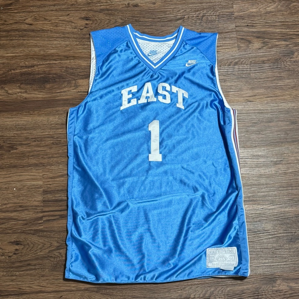 Vintage NIKE SUPREME COURT Basketball Reversible‎  Jersey  EAST #1 Blue & White